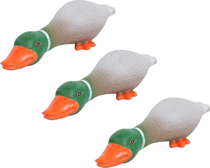 Adori Latex Eend Groen&Grijs - Hondenspeelgoed - 3 x S