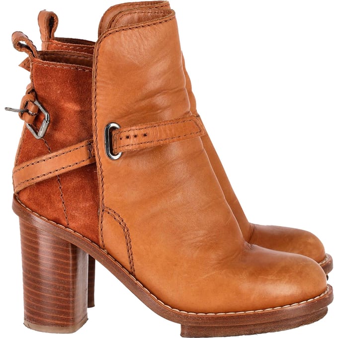 Acne Studios Cypress Con Enkellaarsjes van Bruin Leer