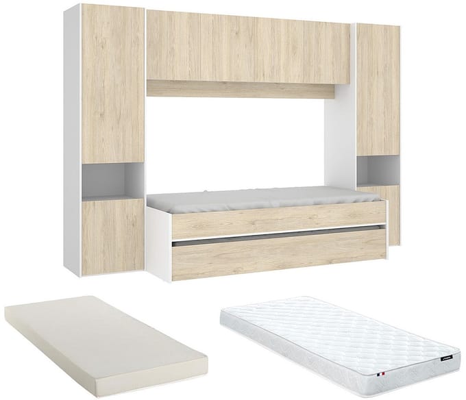 Vente-unique Bedframe hout natuurlijk licht 90 x 190 cm