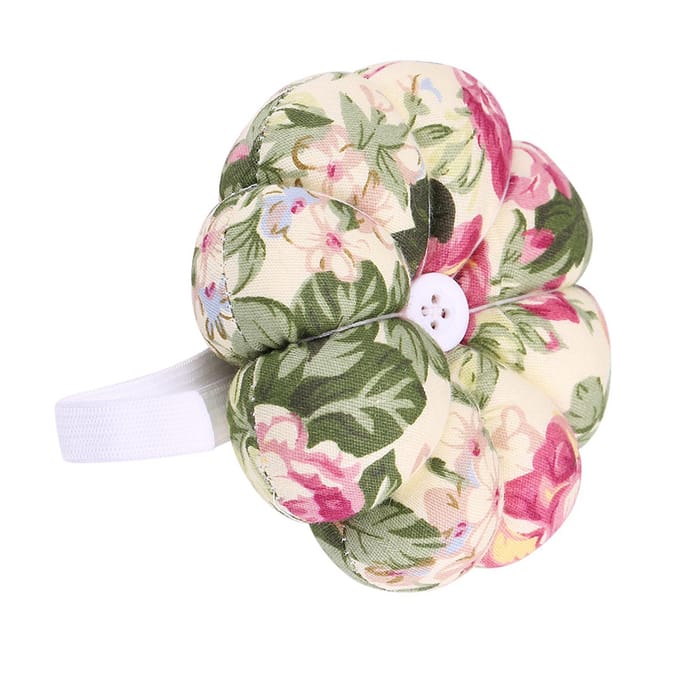 1 pcs Creative Pumpkin Fabric Sewing Needles Pin Cushion with Elastic Wrist Belt(#13) beige