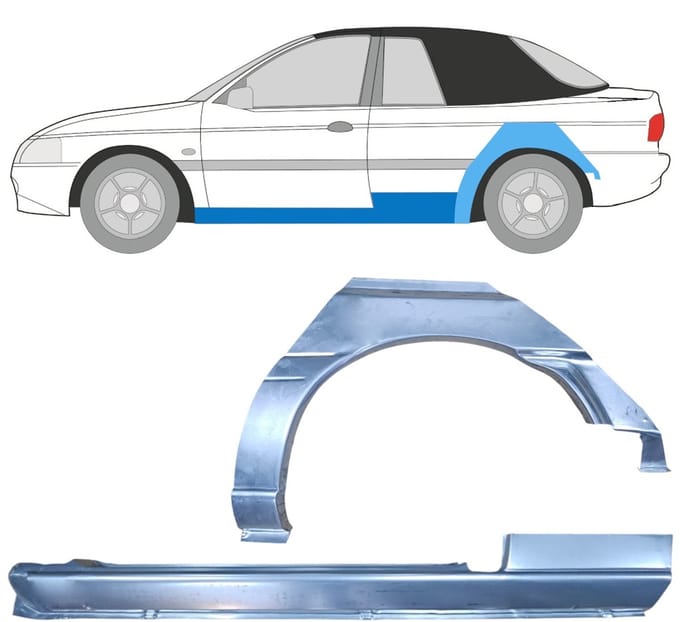 Reparatiepaneel dorpel + achterspatbord voor Ford Escort 1995-2000 / Links