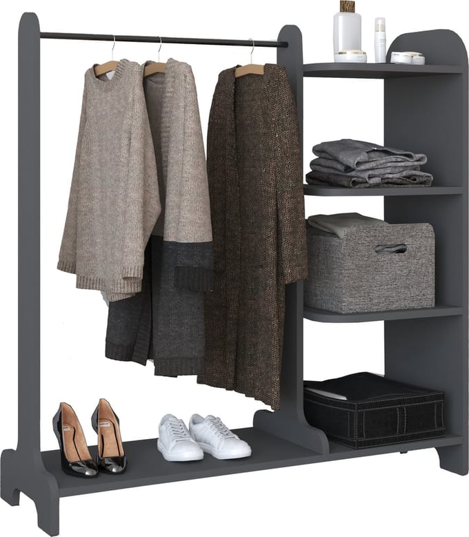 Houten open garderobe inloop kledingrek kledingroede Lempu H. 110 cm