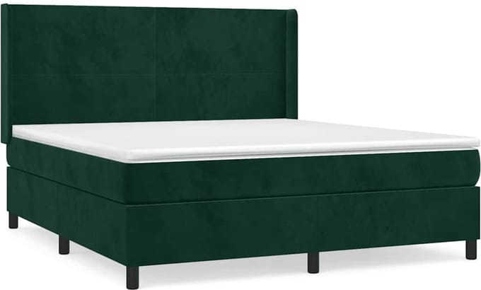 vidaXL - Boxspring - met - matras - fluweel - donkergroen - 180x200 - cm