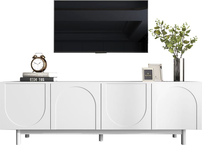 TV-Meubel 175 cm - Lowboard Met Verstelbare Legplanken - Lichtgewicht Ontwerp - Onbekend - Wit