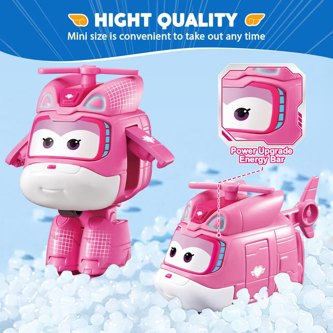 Super Wings Mini Dizzy Transform Robot naar Vliegtuig in 3 Stappen 2 Inch Vervorming Actiefiguren 2 Modi Transformerende Kinderspeelgoed