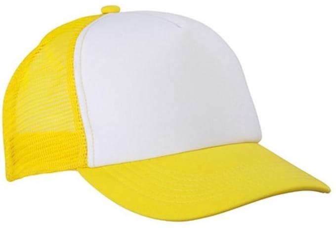 Myrtle Beach Volwassenen Unisex 5 Panel Polyester Mesh Cap (Wit/Zongeel)