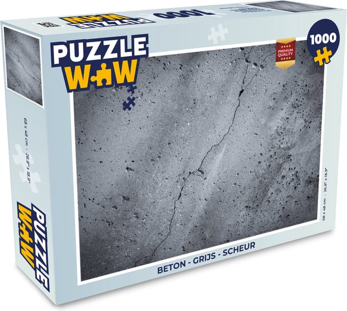 Puzzel Beton - Grijs - Scheur - Legpuzzel - Puzzel 1000 stukjes volwassenen