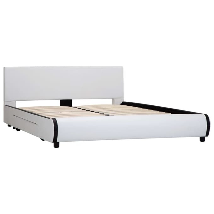 vidaXL - Bedframe - met - lades - kunstleer - wit - 140x200 - cm