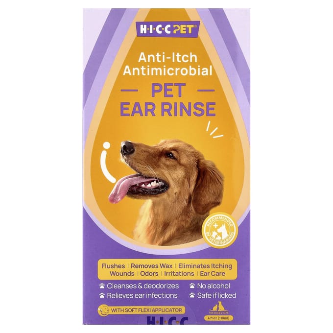 HICC Pet, Nettoyant Auriculaire pour Chiens et Chats, 4 fl oz (118ml) orange