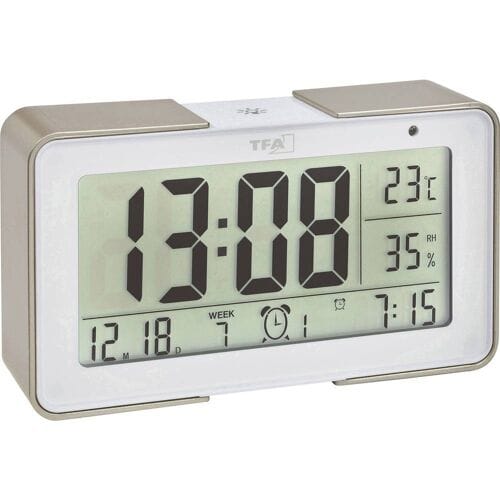 TFA Dostmann 60.2540.53 Wekker Zendergestuurd Goud, Wit Alarmtijden: 3