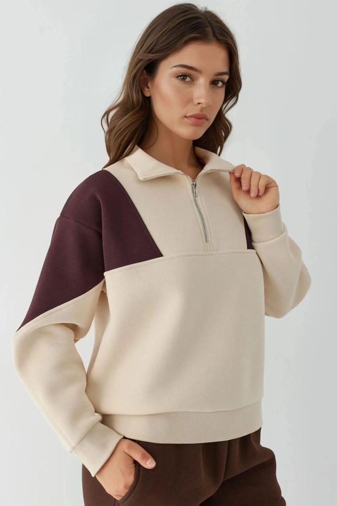 Verhoogde Ritskraag Comfortabele Sweater