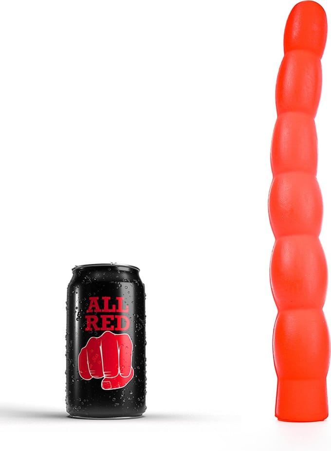 All Red Geribbelde Anaal Dildo 32 x 4,5 cm - rood