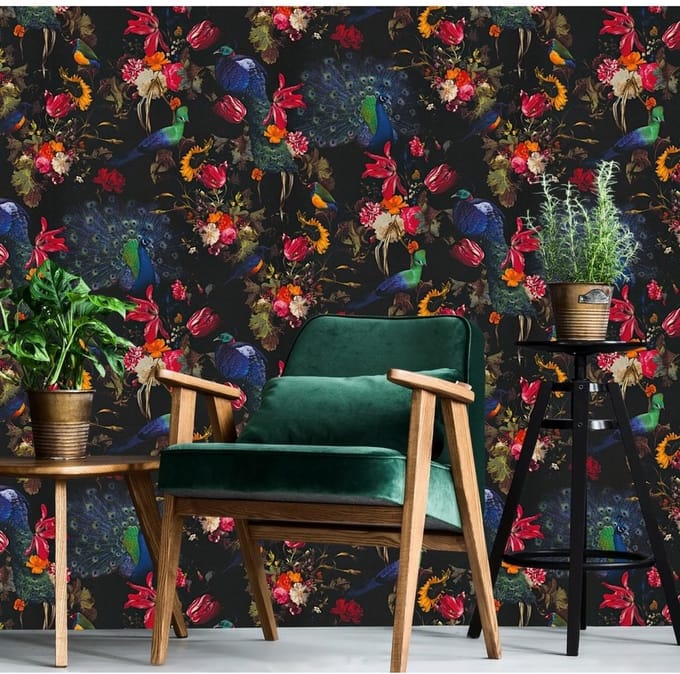 Pauwen Behang Tropisch Vogel Botanisch vlies behang 637115