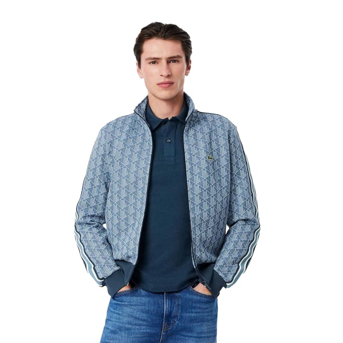 Lacoste Heren-trainingsjack met monogram in jacquard (Blauw)