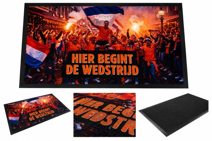 WK 2026 deurmat - deurmat - droogloopmat - schoonloopmat - wk 2026 mat - hier begint de wedstrijd - 45 x 75 cm