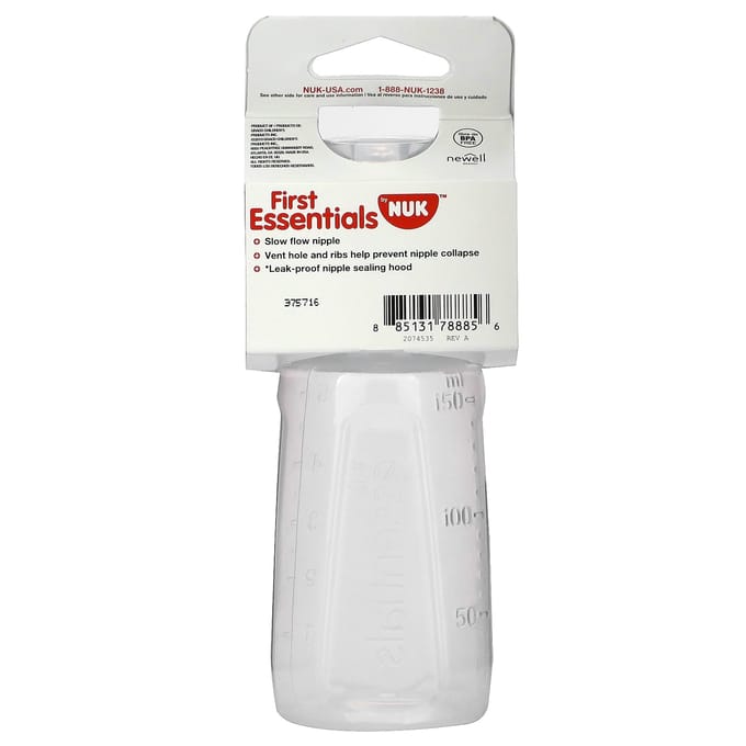 NUK, First Essentials container, vanaf 0 maanden, langzame snelheid, 5 oz (150 ml) white