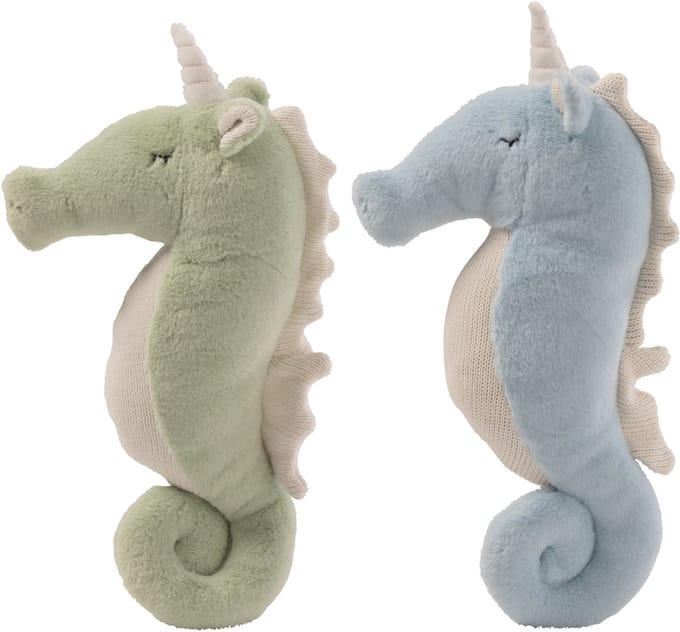 J-Line knuffelbeer Zeepaard - polyester - muntgroen/blauw - set van 2
