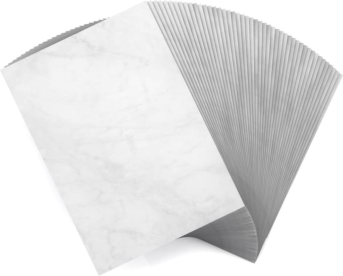 Papier met motief - Decoratief papier - Menu's en documenten - Marmerlook design - A4 120 g/m² - Wit