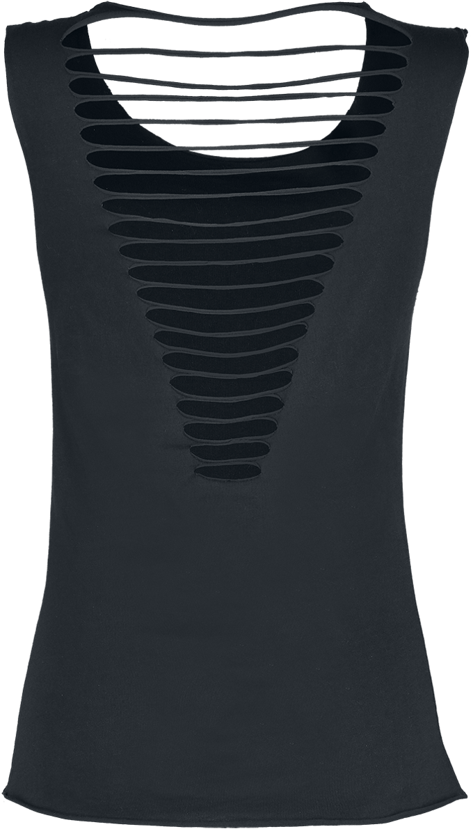 R.E.D. Rock-Engineered Design zwarte basic top met uitsnijdingen op de rug - Dames - S