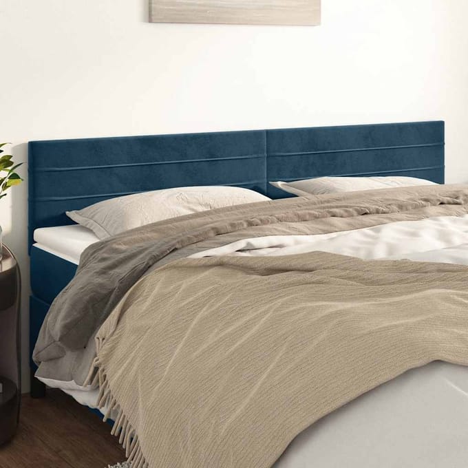 vidaXL - Hoofdborden - 180x5x78/88 - cm - fluweel - donkerblauw