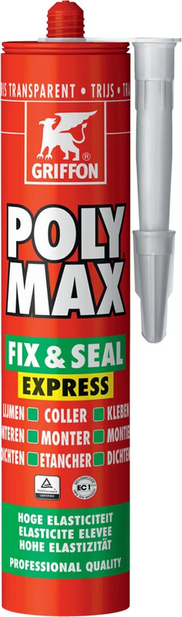 GRIFFON Polymax Fix&Seal Express Trijs montagekit en afdichtingskit koker 300 gram - transparant/grijs (6307750)