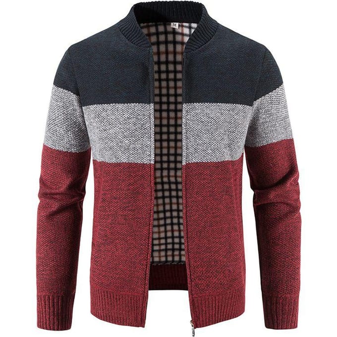 Winter Casual Trui met Dik Fluweel Baseballkraag Heren Losse Kleurblok Gebreide Trui Warme Jas 3XL gray
