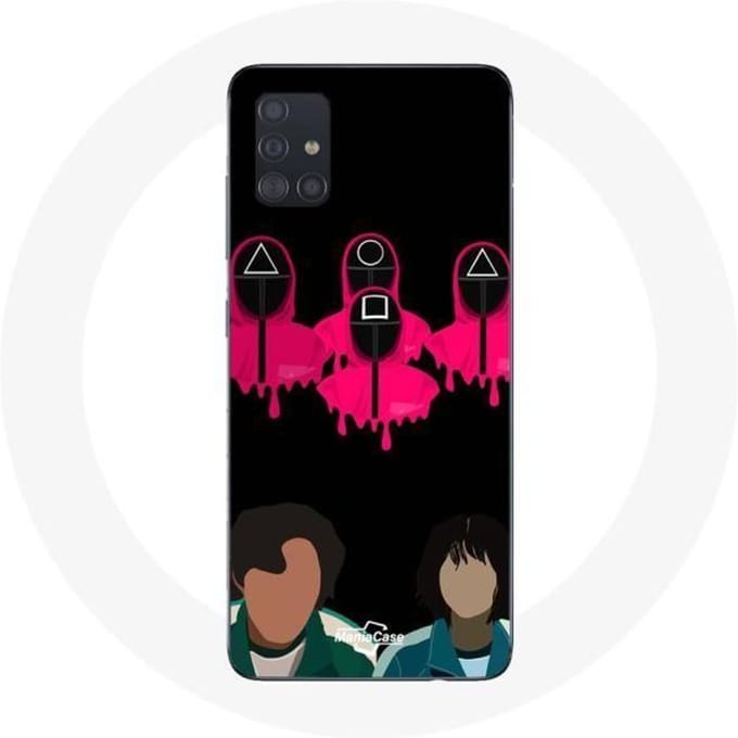 Coque pour samsung galaxy A71 Squid Game Seong Gi hun et Kang Sae Byeok Masques Triangle carré et Ce