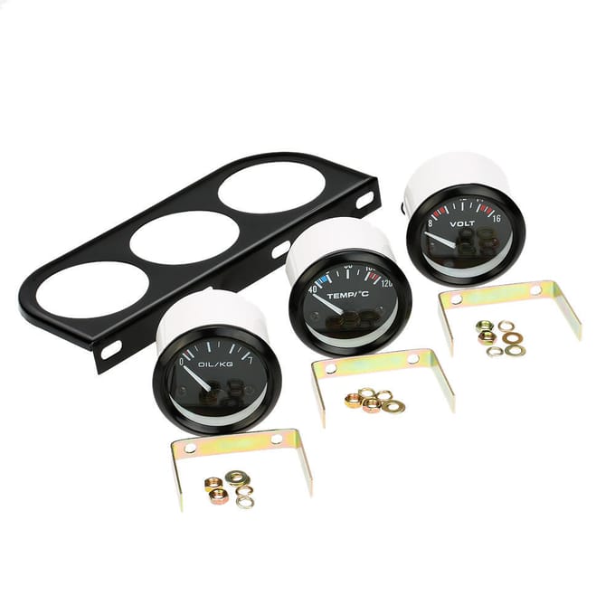 52 mm elektronische drievoudige meterkit oliedruk watertemperatuurmeter voltmeter 3 in 1 autometer zwart