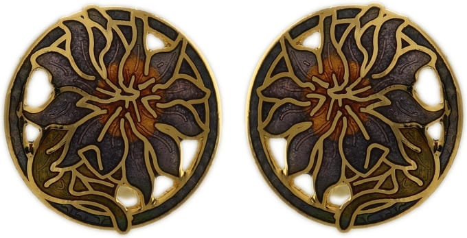 Behave - Oorclips dames - bloemmotief - paars - 2 cm
