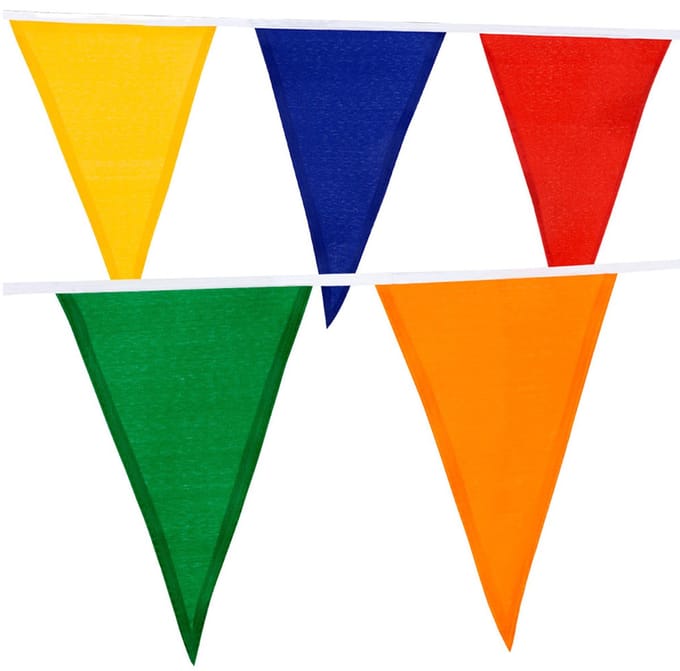 Boland Vlaggenlijn van gekleurde stof - 2x - 10 meter - multi kleuren - Polyester vlaggetjes - buiten/binnen