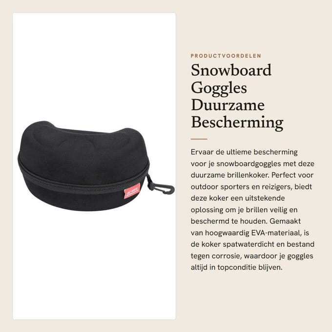 Dailygoods- Snowboard Goggles Bescherming - Brillenkoker Hard Case - Draagbaar - Lichtgewicht - Spatwaterdicht - Ritsontwerp