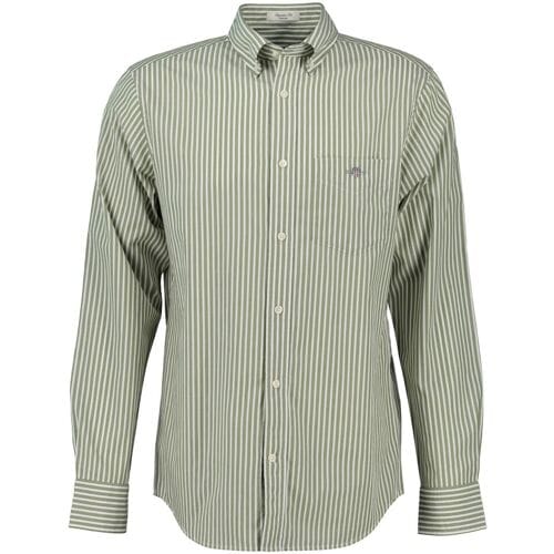 Gant Overhemd Poplin Stripe Button Down Mosgroen / male