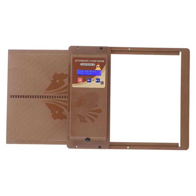 Automatische USB Kippenhokdeur 3 in 1 Lichtsensor Afstandsbediening Timing Kippenhokdeuropener bruin