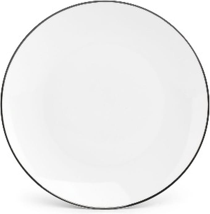 BonBistro Plat bord 20,5cm coupe black rim Basic White (Set van 6)