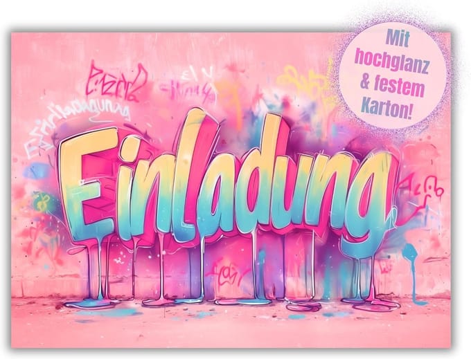 Uitnodigingskaarten Kinderfeestje Graffiti Stijl 12 Stuks DIN A6