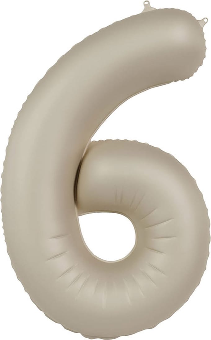 Folieballon Cijfer 6 - Creamy Latte - Ultra Matt - 86 cm