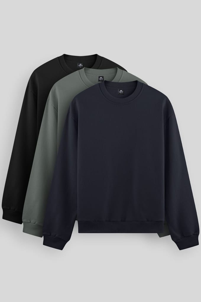 Heren Effen Rundhals Sweatshirt