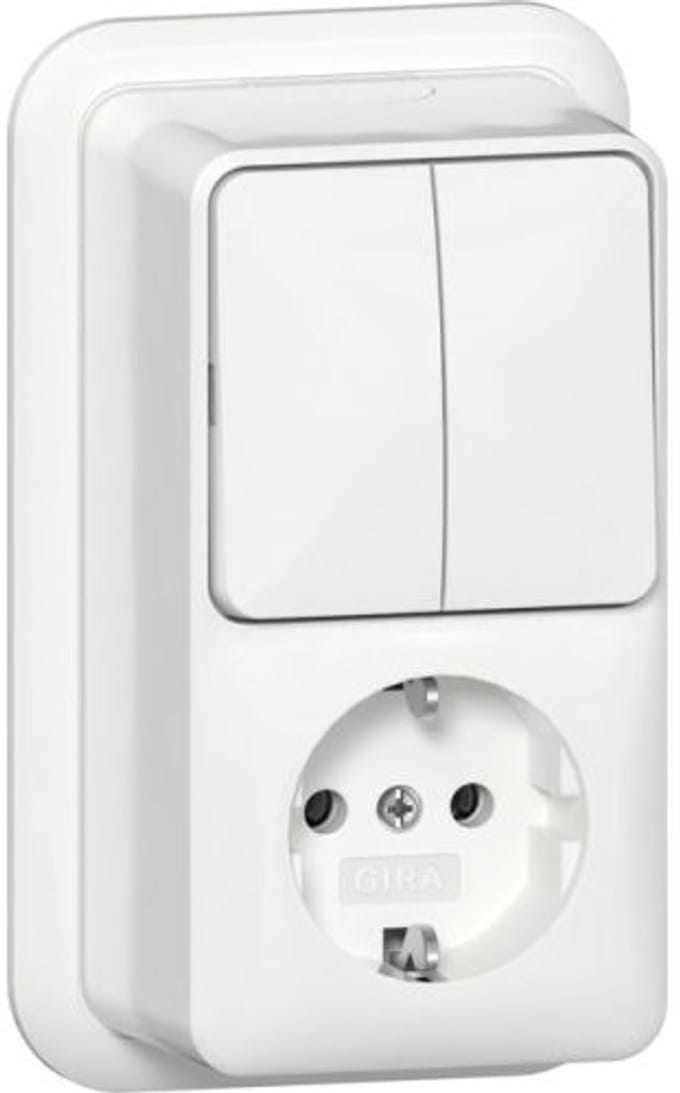 Gira combinatie serieschakelaar/stopcontact met randaarde 16A 250V - zuiver wit (417511)