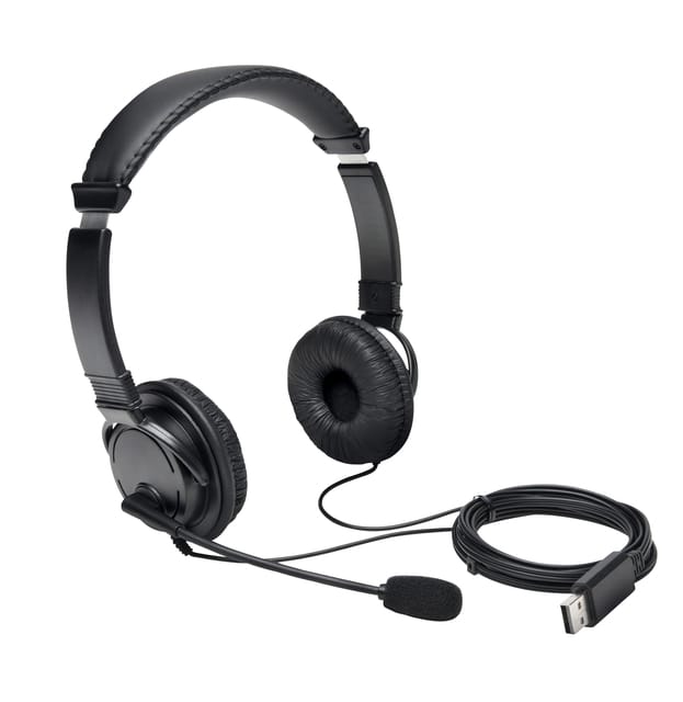Kensington USB-Hi-Fi-Hoofdtelefoon met Microfoon - met Ruisonderdrukking - Zwart