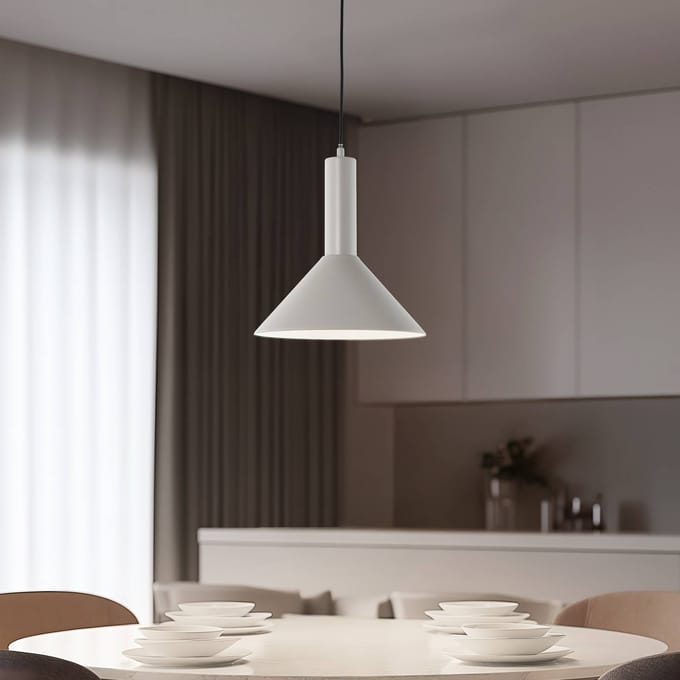 SIGMA Hanglamp Vitrum cone, taupe, metaal, Ø 26 cm, E27