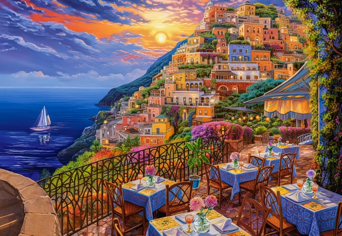 Castorland puzzel Romantic Positano Evening - 1500 stukjes legpuzzel.