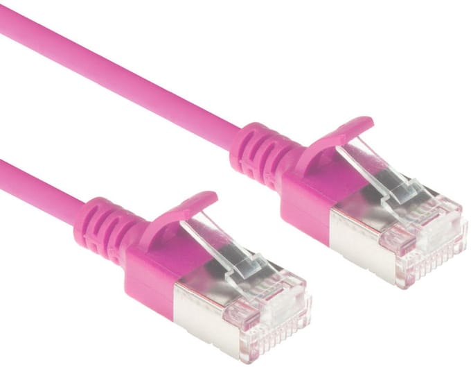ACT Roze 3 meter LSZH U/FTP CAT6A datacenter slimline patchkabel snagless met RJ45 connectoren