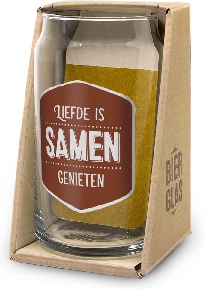 Bierglas - Liefde is samen genieten - 14,2x8,5x8,3cm