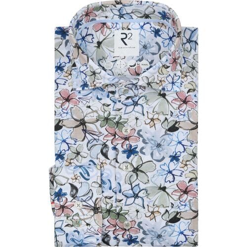 R2 Overhemd Sorona Flower Print Multicolour - Maat 38 - Heren - Overhemden Formeel