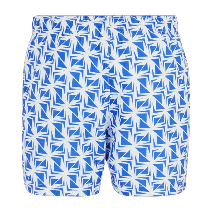 Regatta Heren Loras Geometrische Zwemshorts (Wit/Sonisch Blauw)