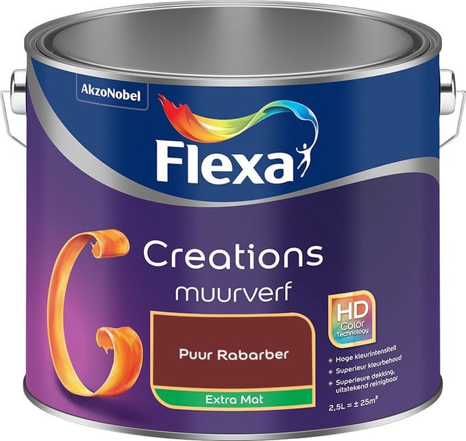 Flexa - Creations Muurverf Extra Mat - Puur Rabarber - Mengverf - 2,5 L