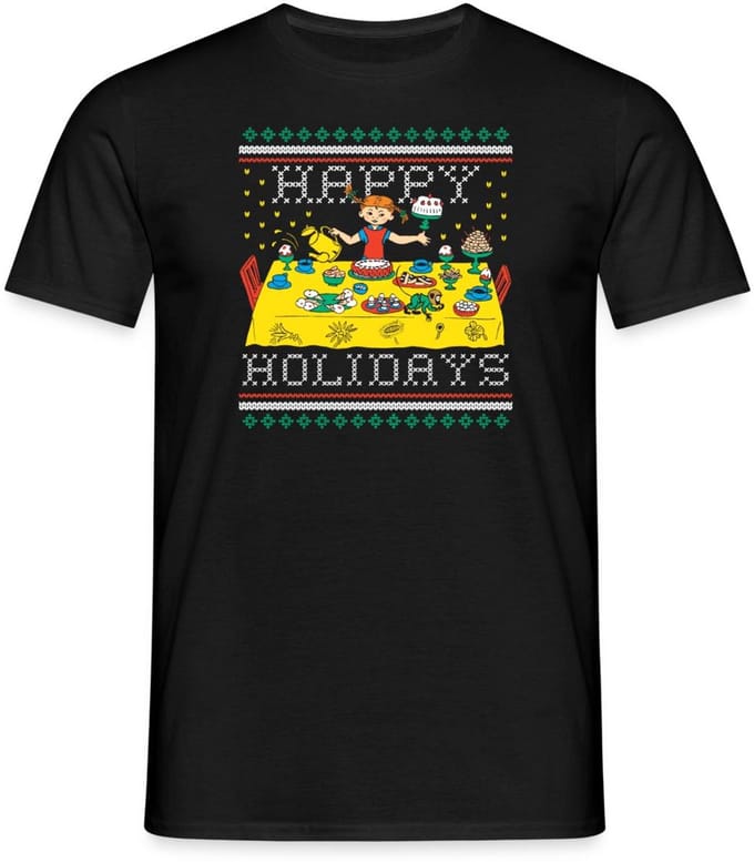 Pippi Langkous En Meneer Nilsson Happy Holidays T-Shirt Heren