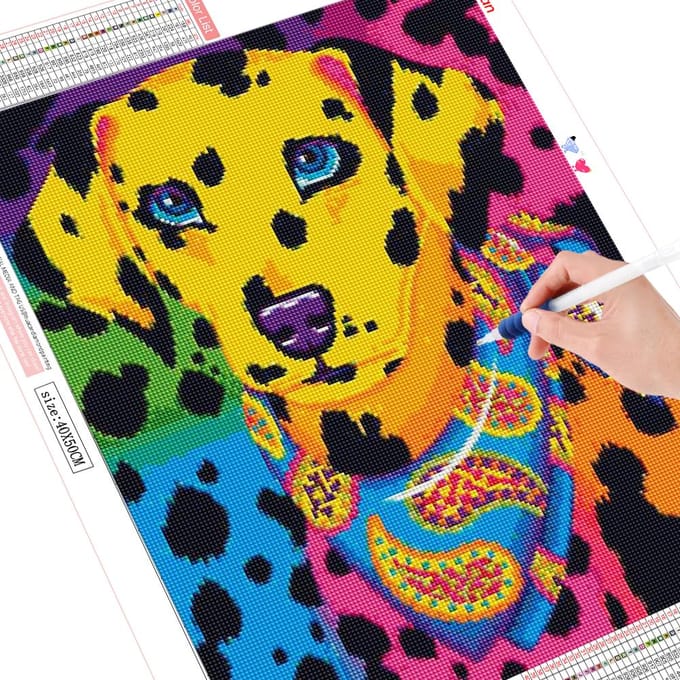Peinture diamant 5D avec broderie complète d'animaux ronds, chien 20X30CM yellow