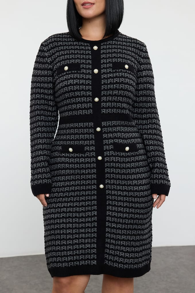 Curve Dames Kariert Mini Lange Casual Getailleerde Plus Size Jurken