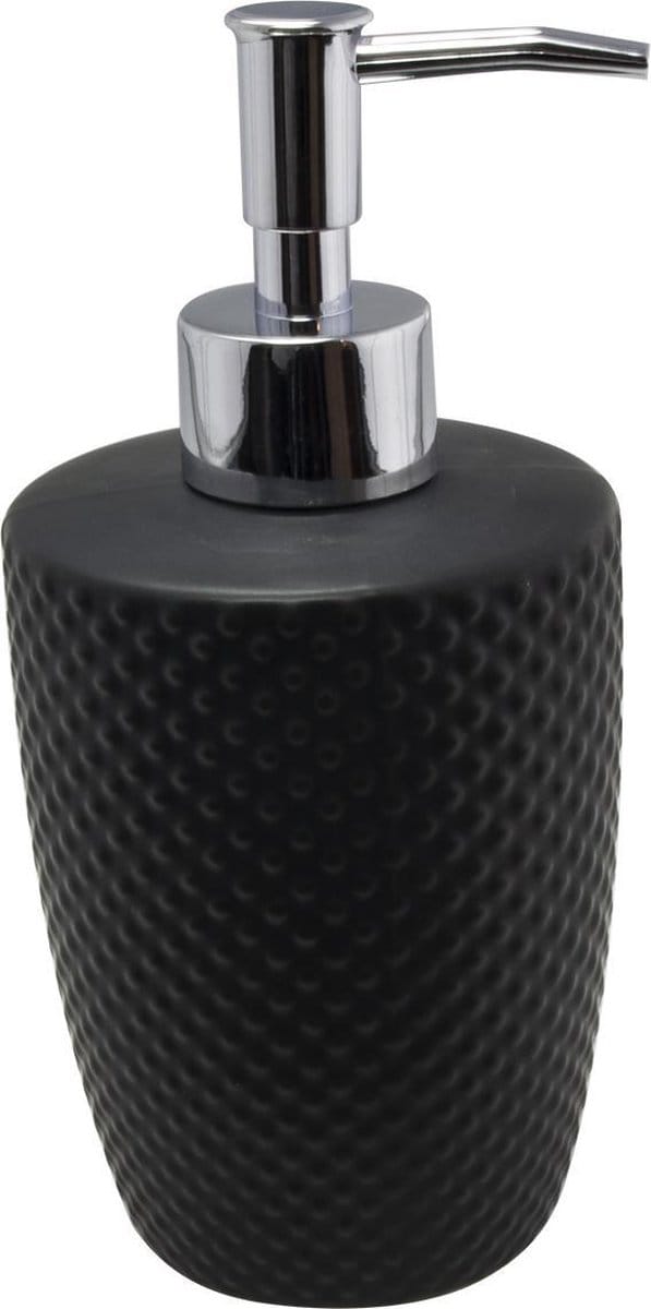 Svenska Living Zeeppompje/dispenser - zwart - keramiek - 400 ml - navulbaar - keuken/toilet/badkamer